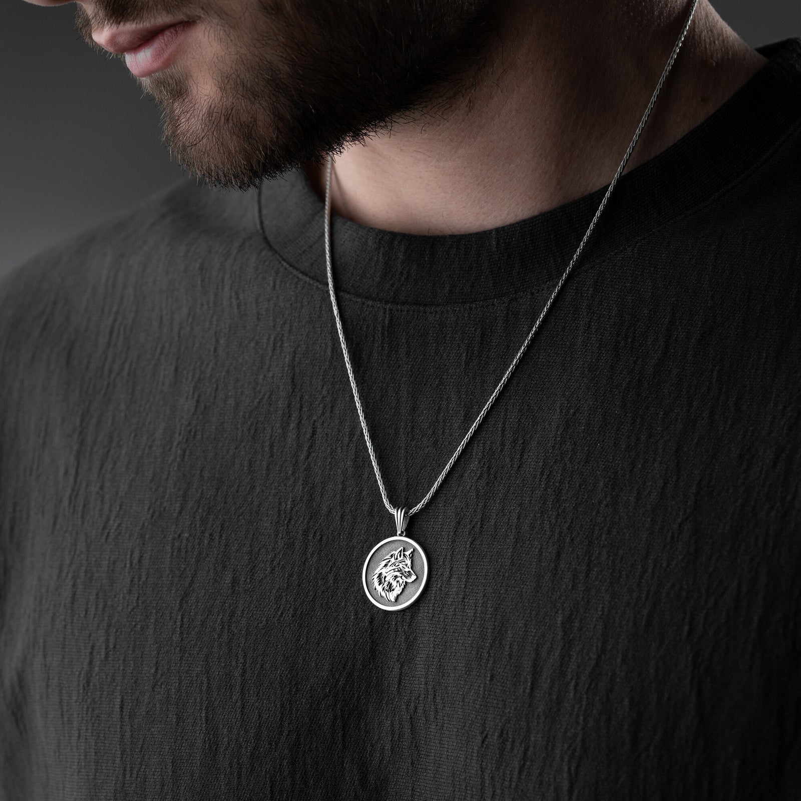 Wolf Head Necklace For Men