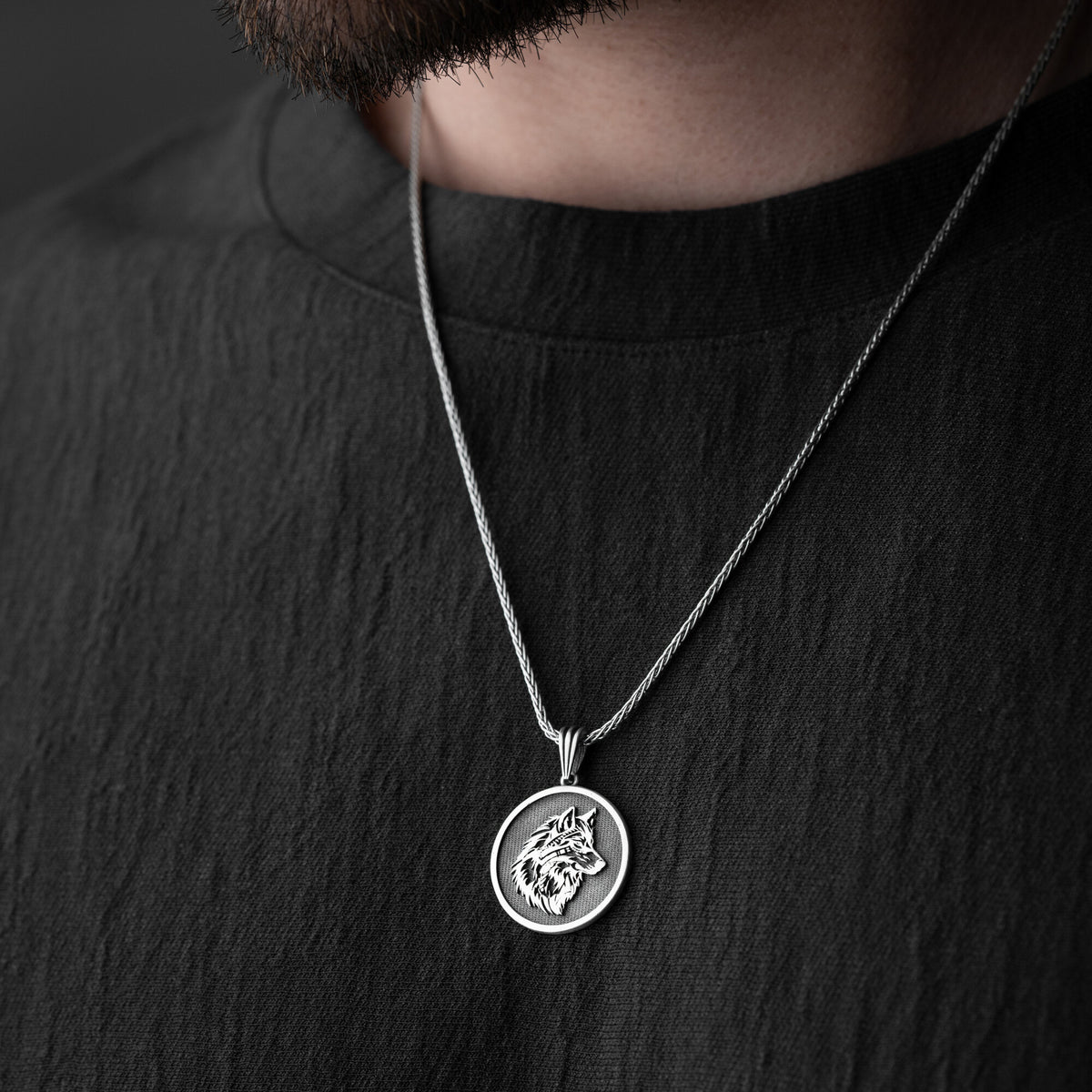 Wolf Head Necklace For Men