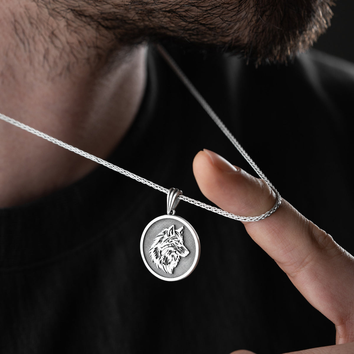 Wolf Head Necklace For Men