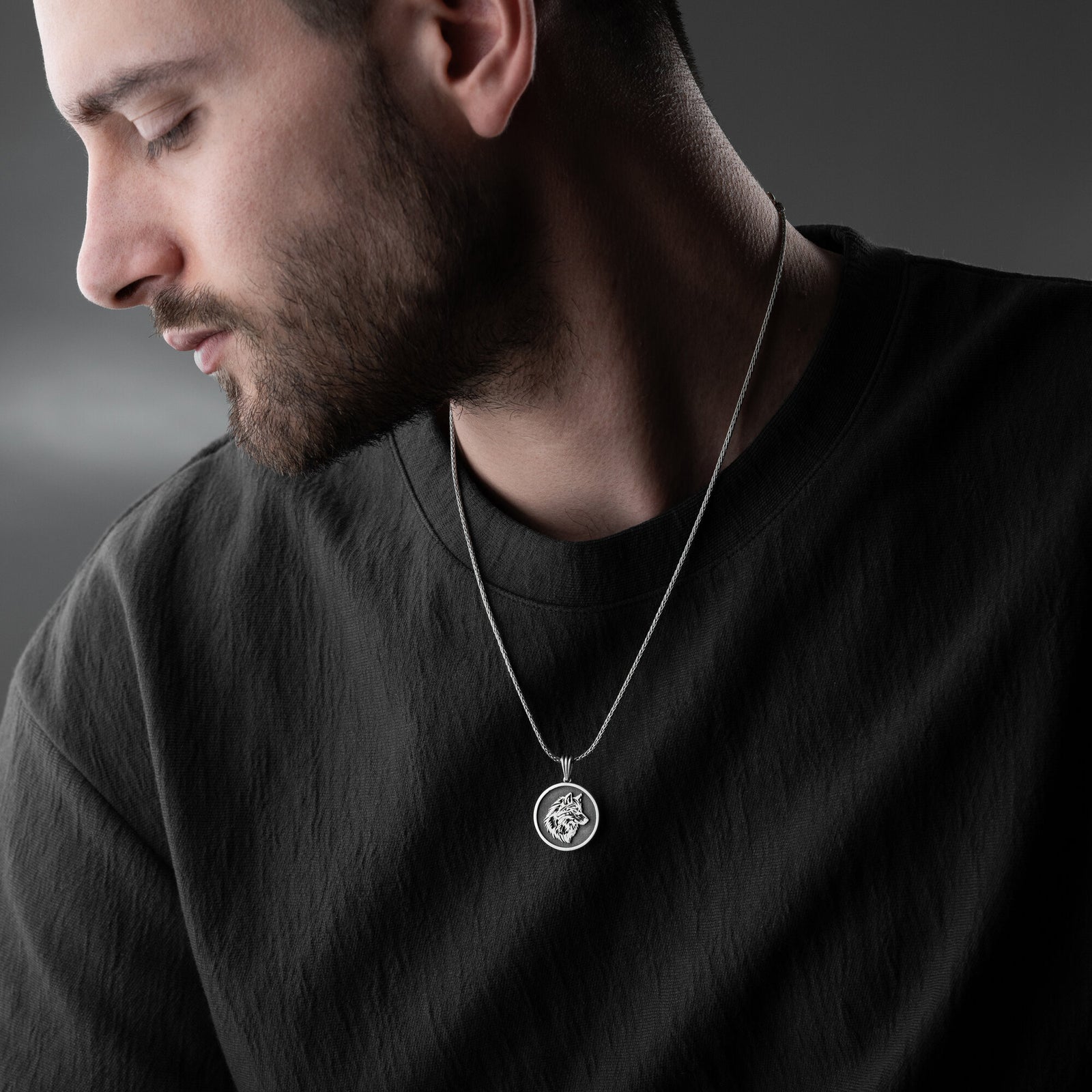 Wolf Head Necklace For Men