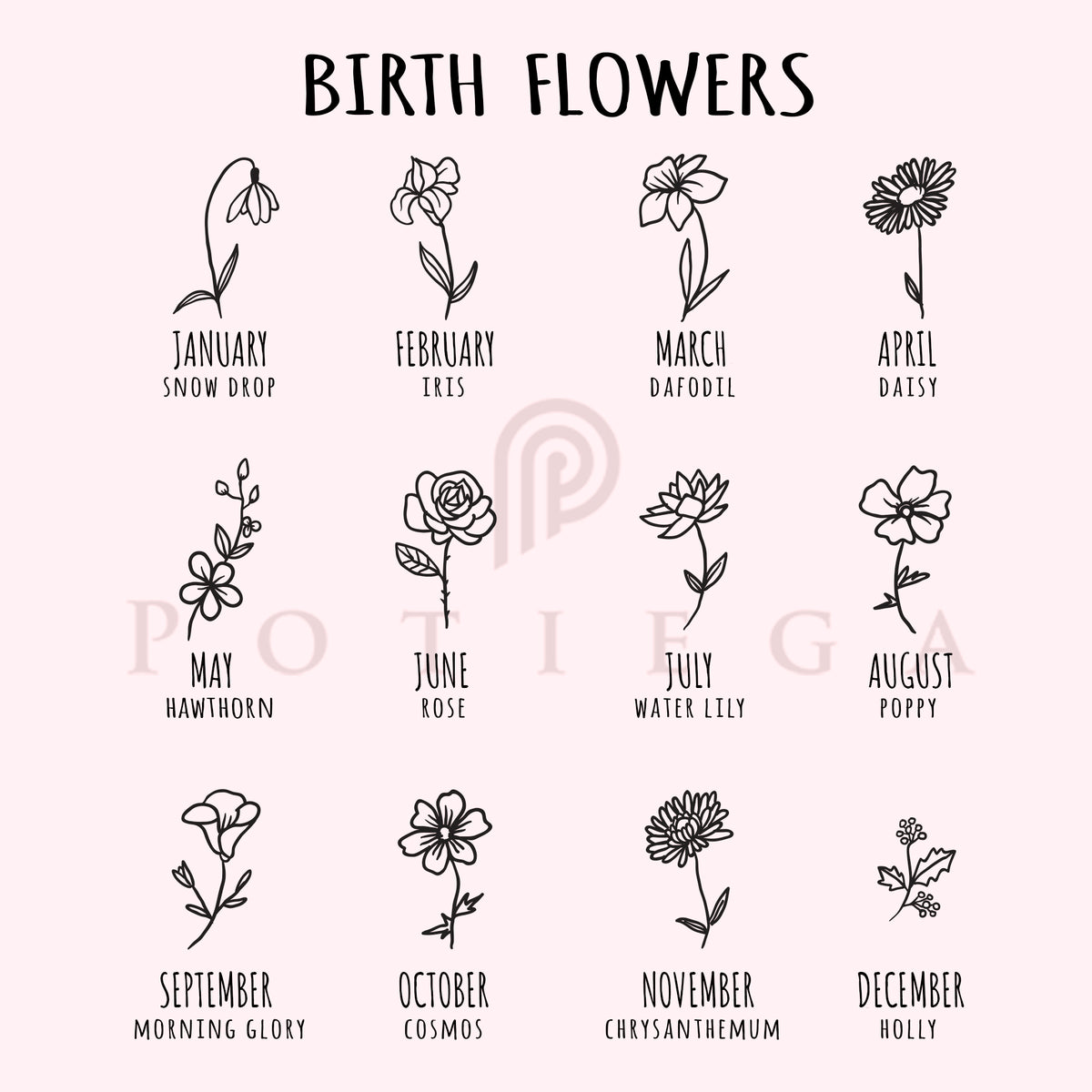 Birth Flower Disc Necklace In Sterling Silver