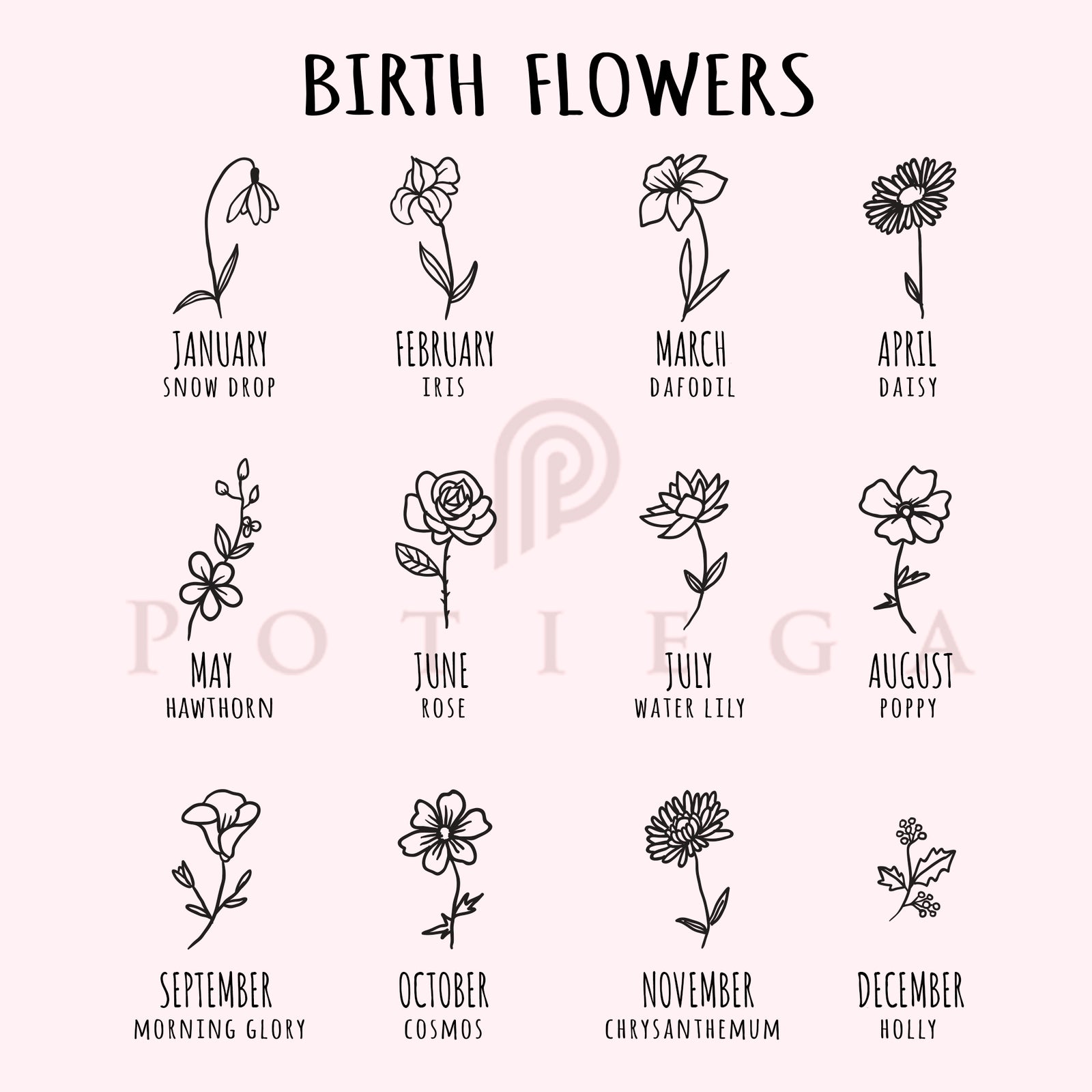 Birth Flower Disc Necklace In Sterling Silver