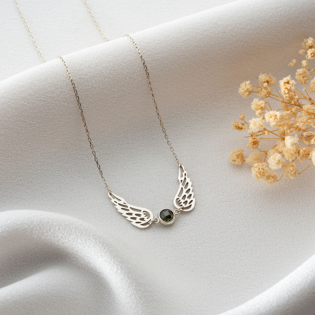 Angel Wing Necklace With Birthstone
