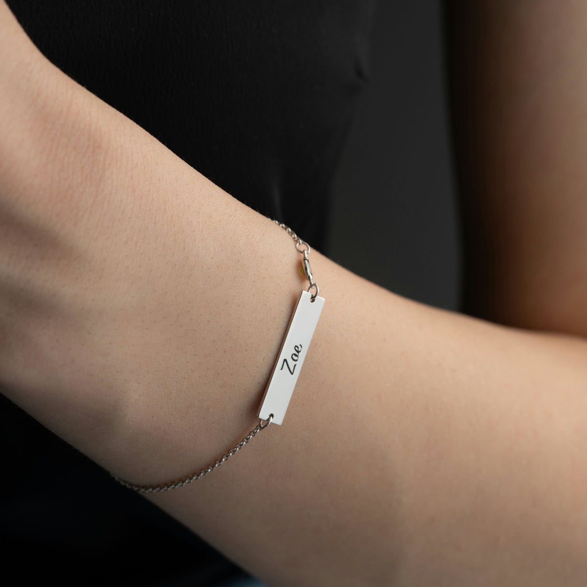 Bar Name Bracelet With Birthstone