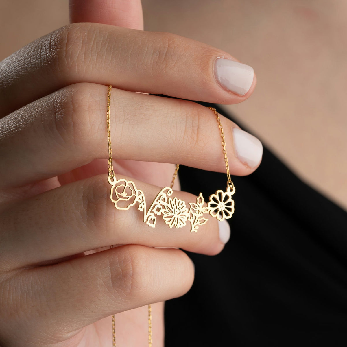 Birth Flower Family Link Necklace