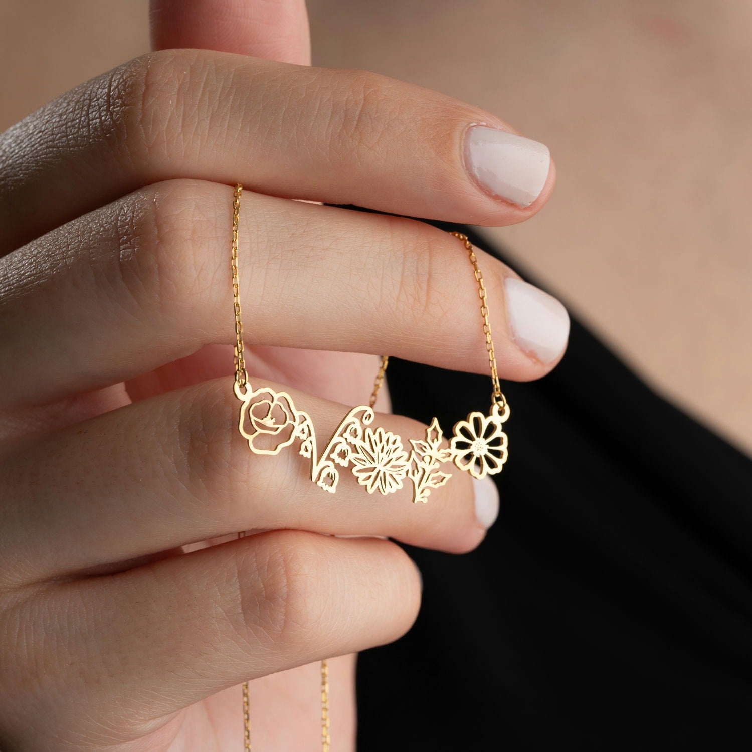 Birth Flower Family Link Necklace