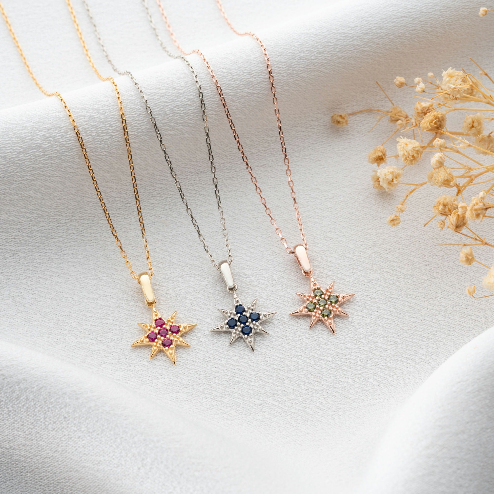 Compass Necklace With Birthstone