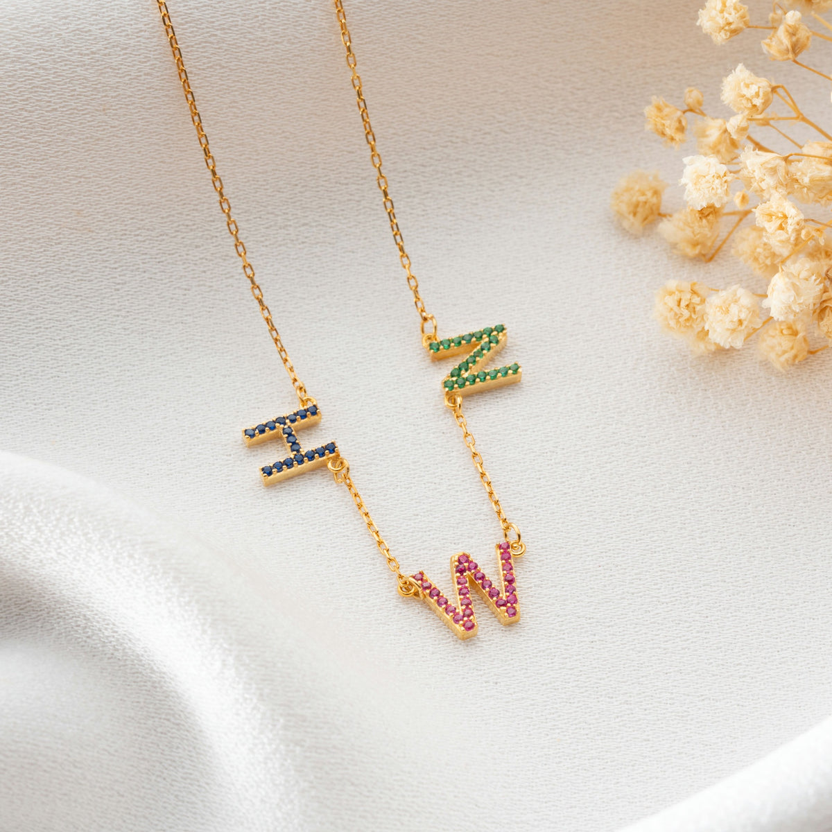 Birthstone Initial Necklace