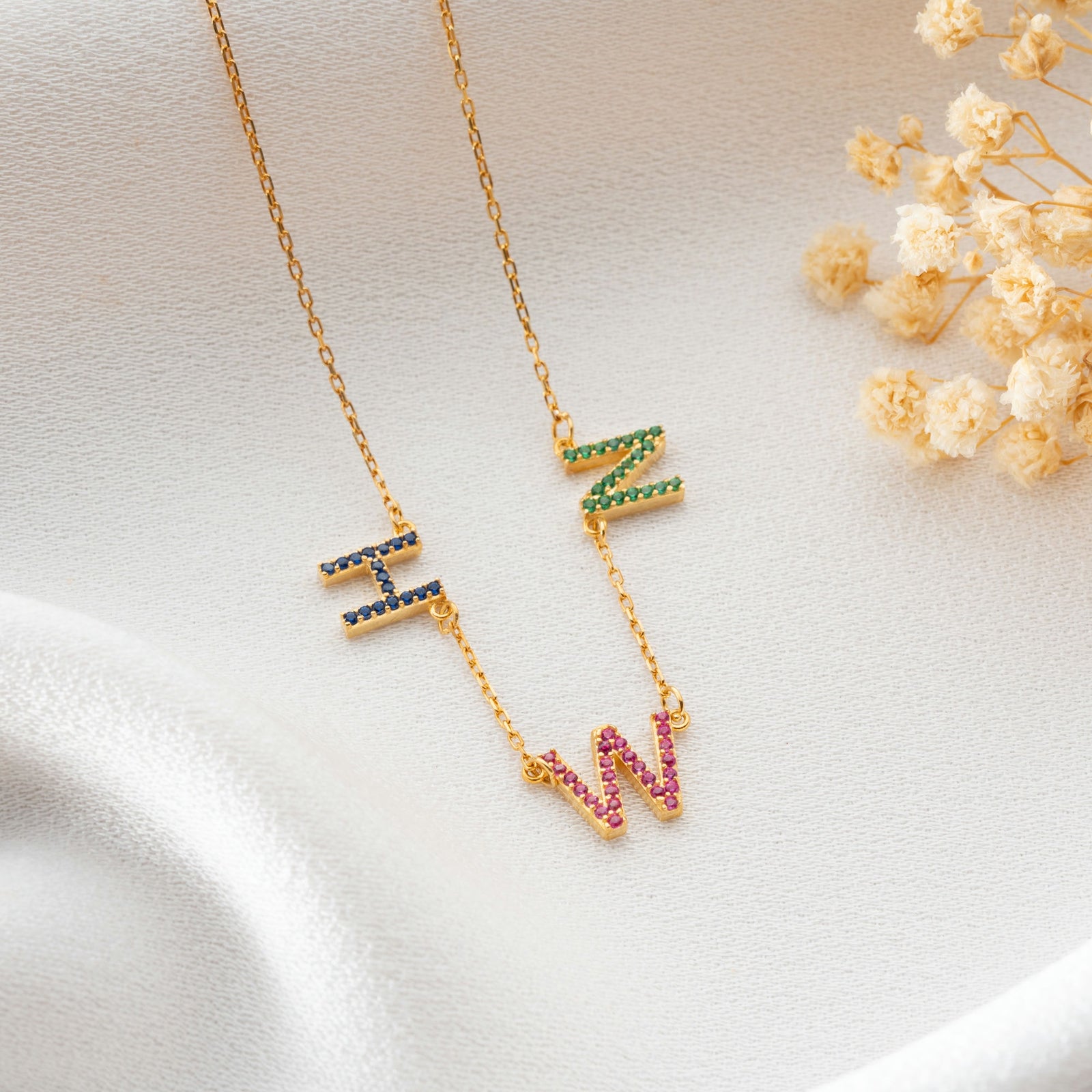 Birthstone Initial Necklace