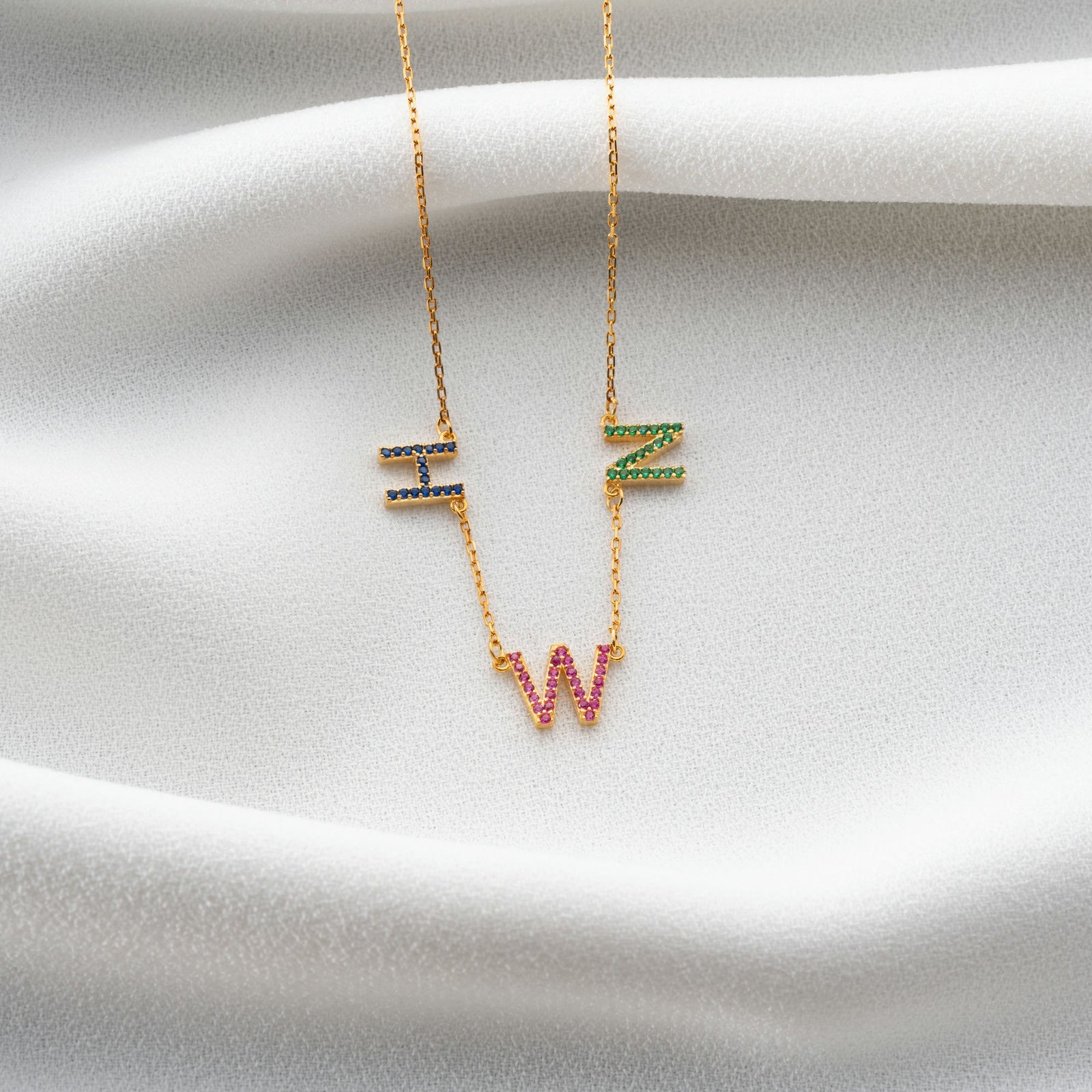 Birthstone Initial Necklace