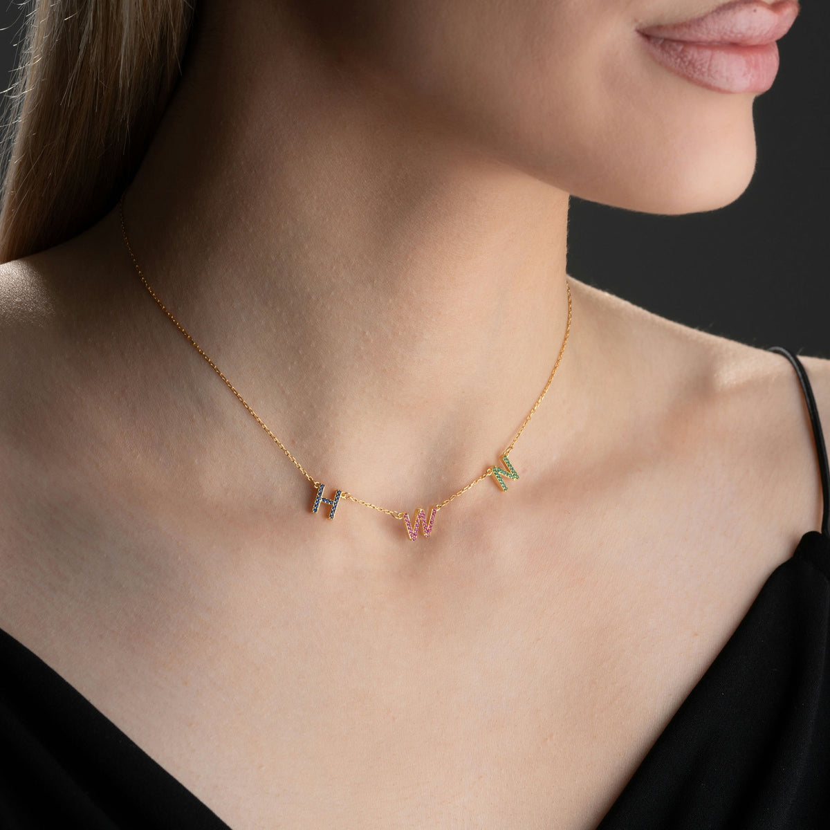 Birthstone Initial Necklace