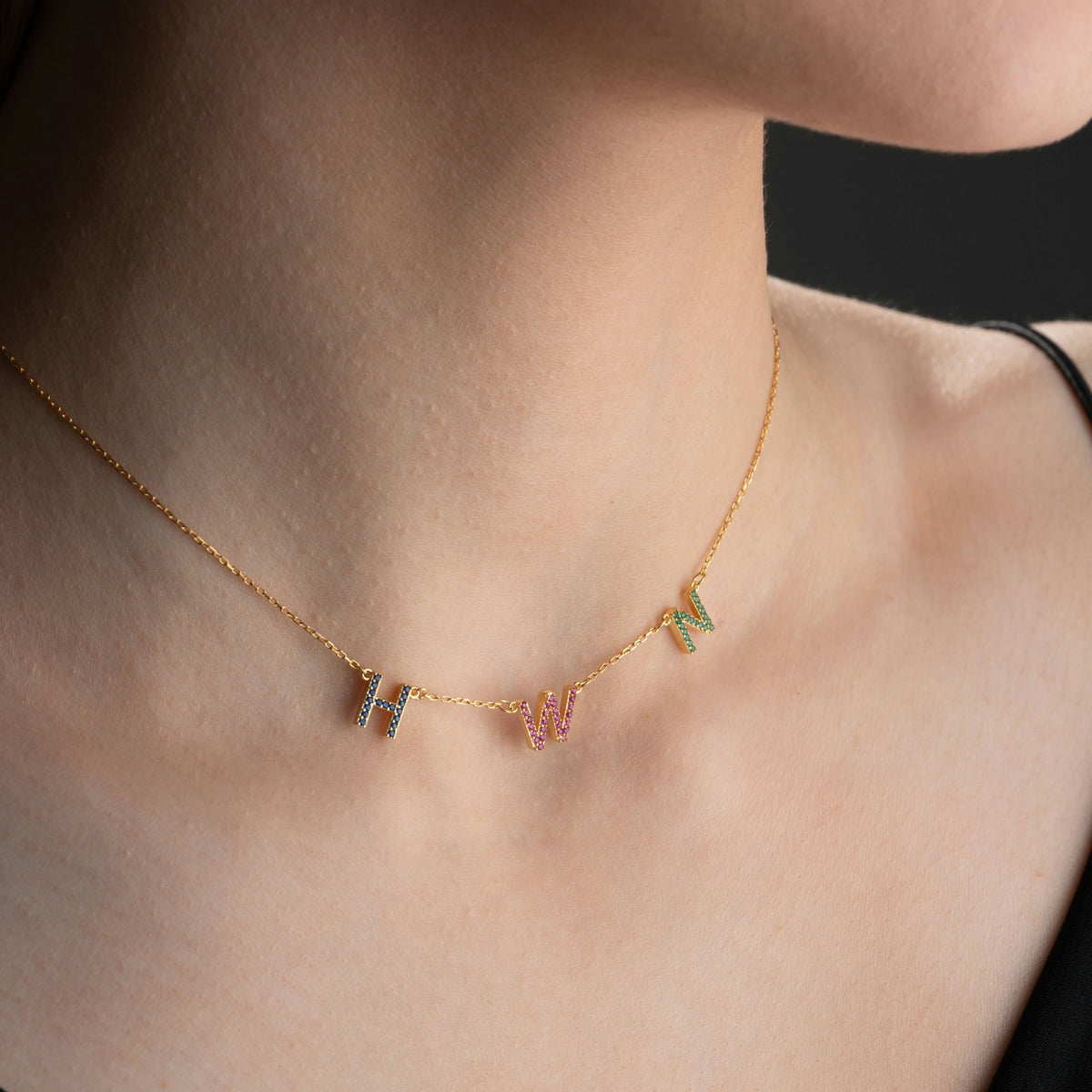 Birthstone Initial Necklace