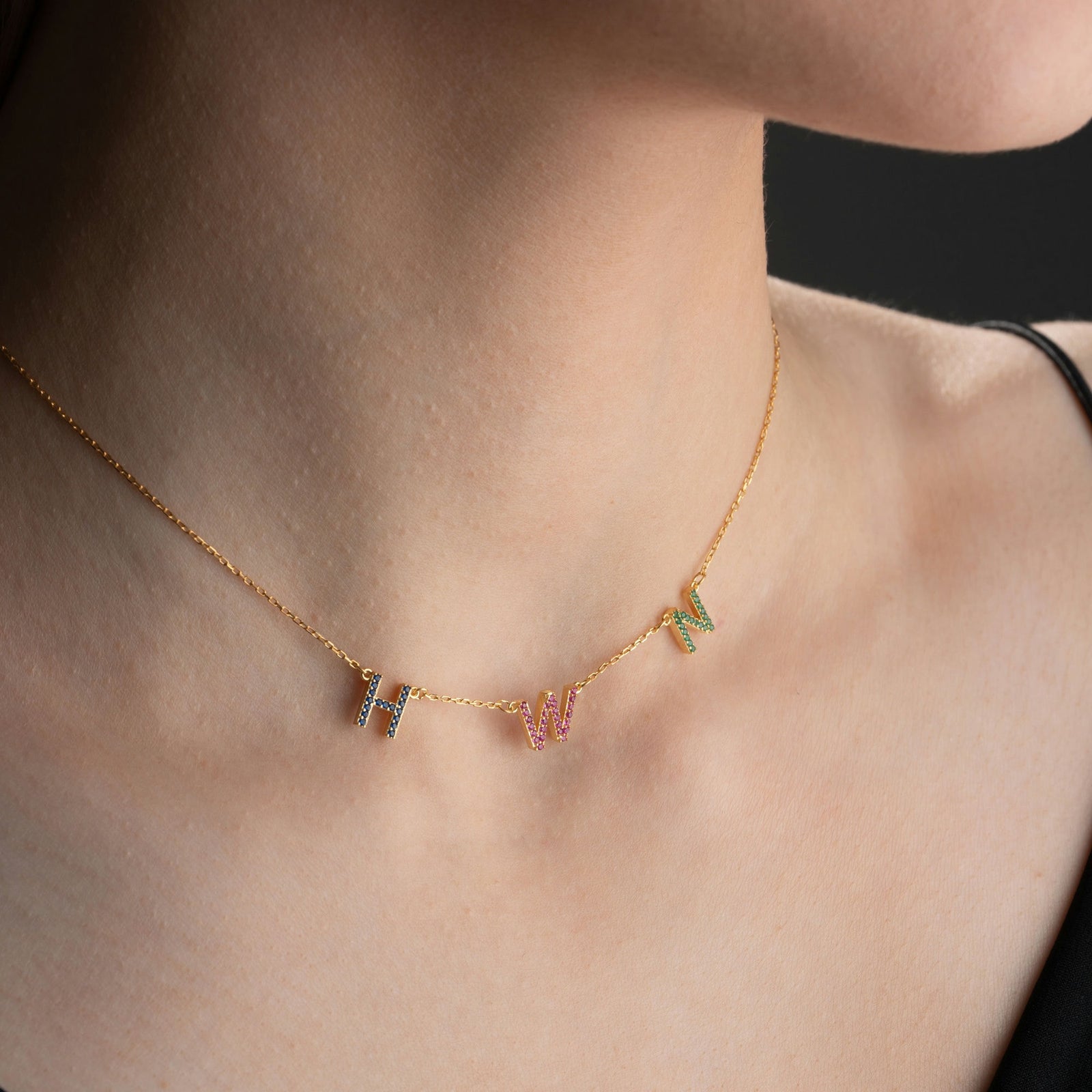 Birthstone Initial Necklace