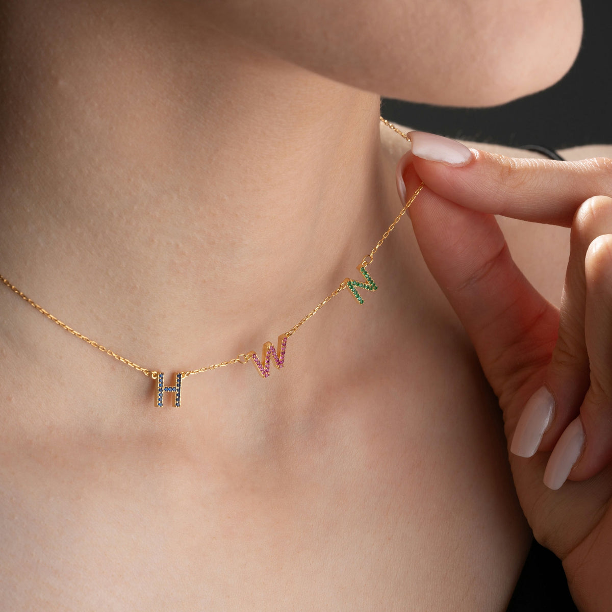 Birthstone Initial Necklace