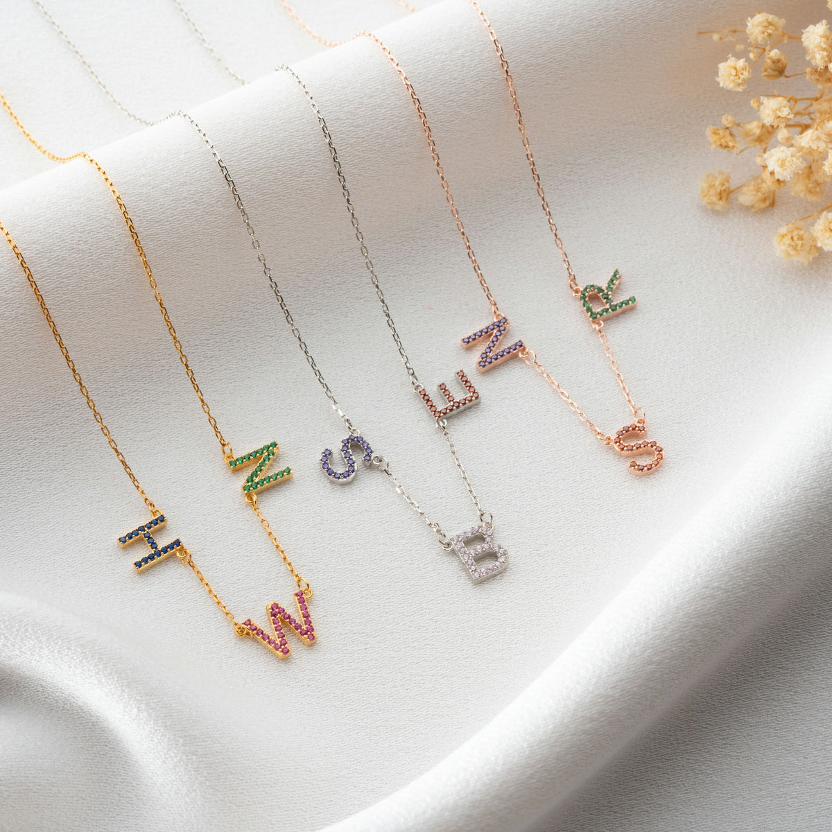 Birthstone Initial Necklace