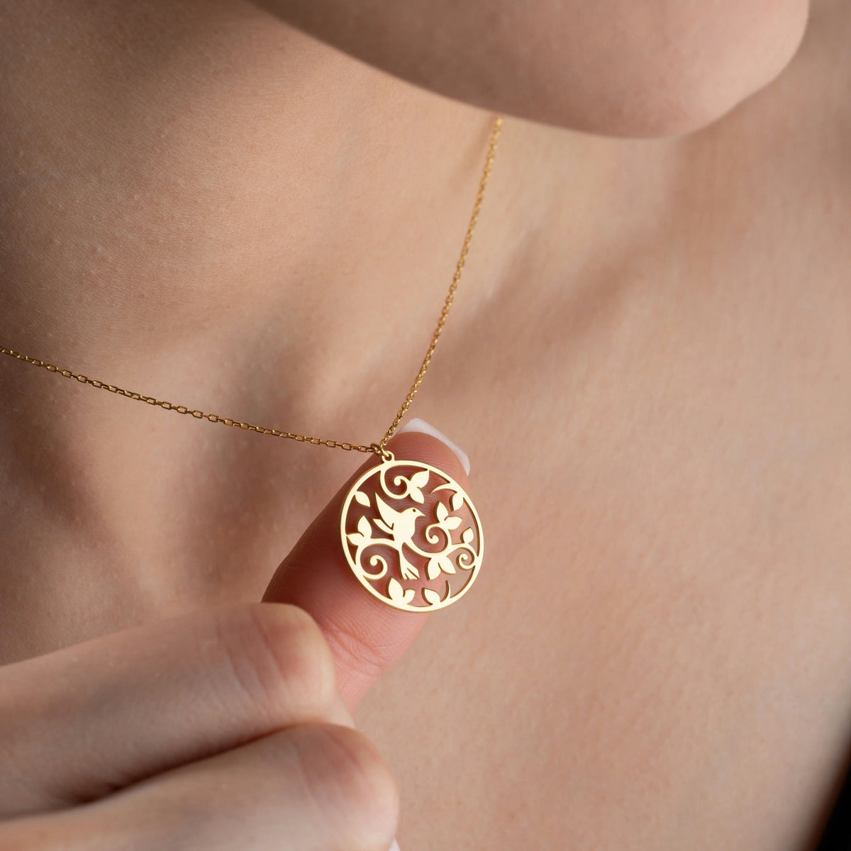 Hummingbird Pendant Necklace In Sterling Silver