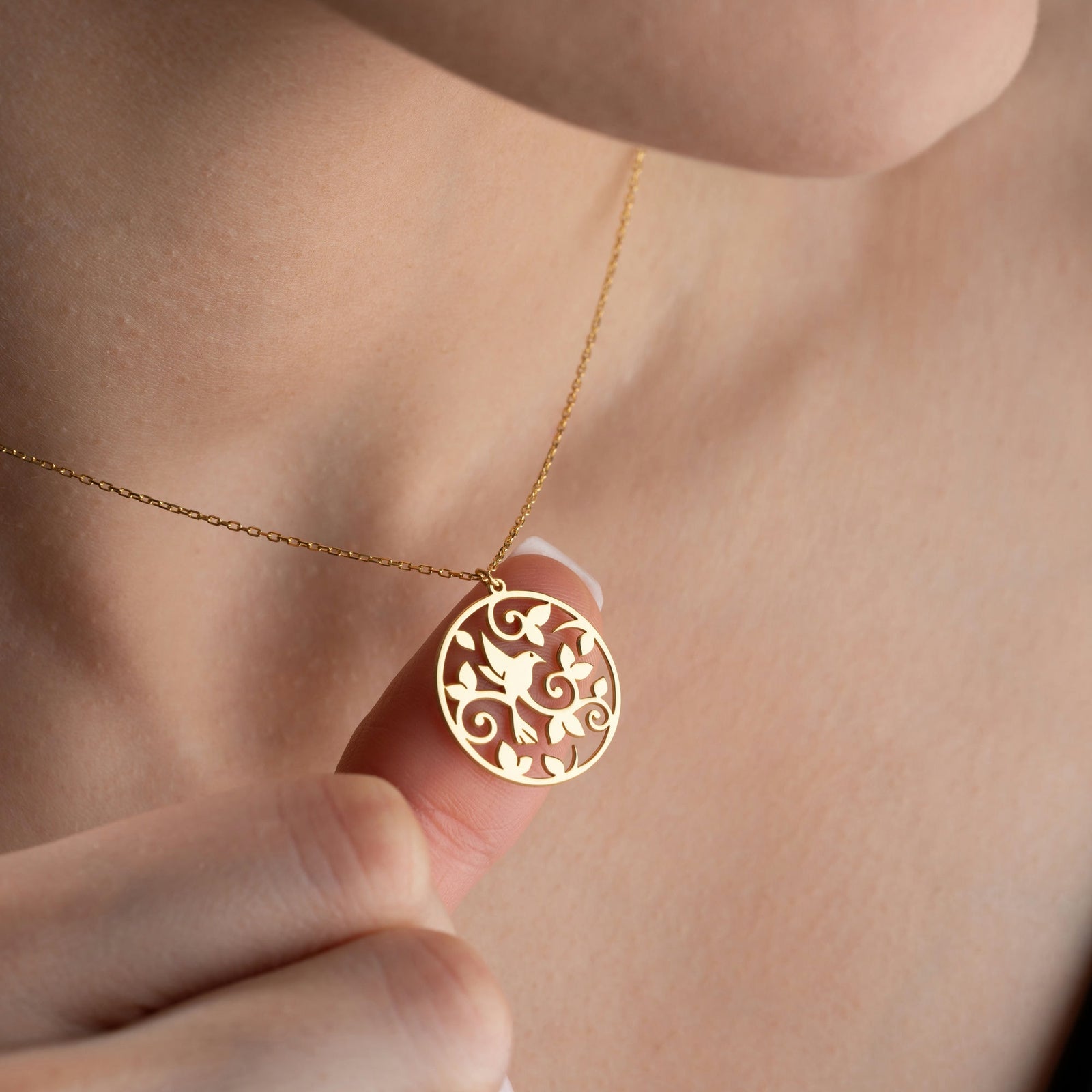 Hummingbird Pendant Necklace In Sterling Silver