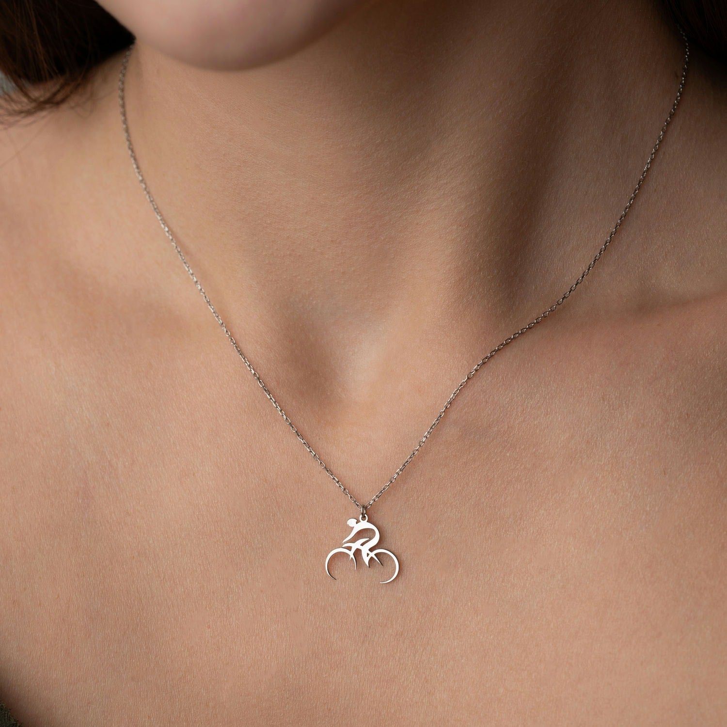Dainty Cyclist Necklace | Gift for Cyclist