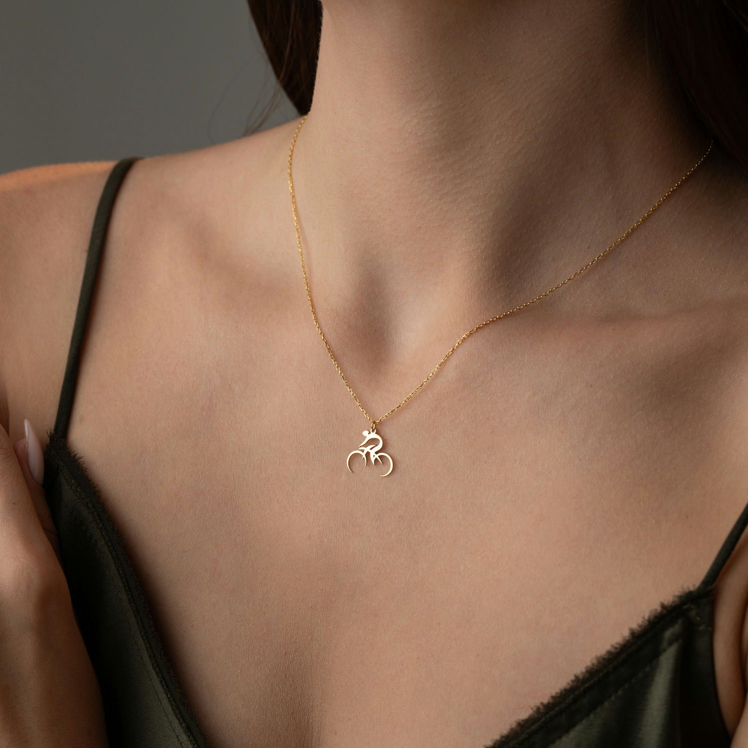 Dainty Cyclist Necklace | Gift for Cyclist