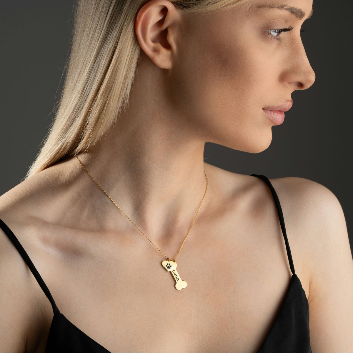 Dog Bone Necklace With Name