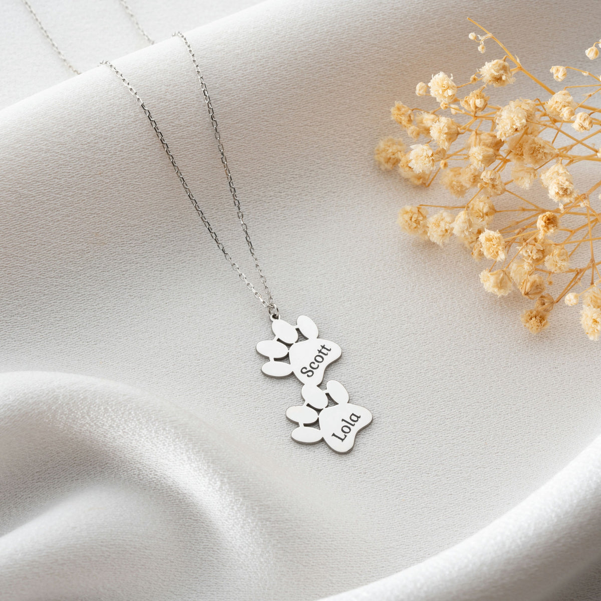 Dog Paws Necklace With Name