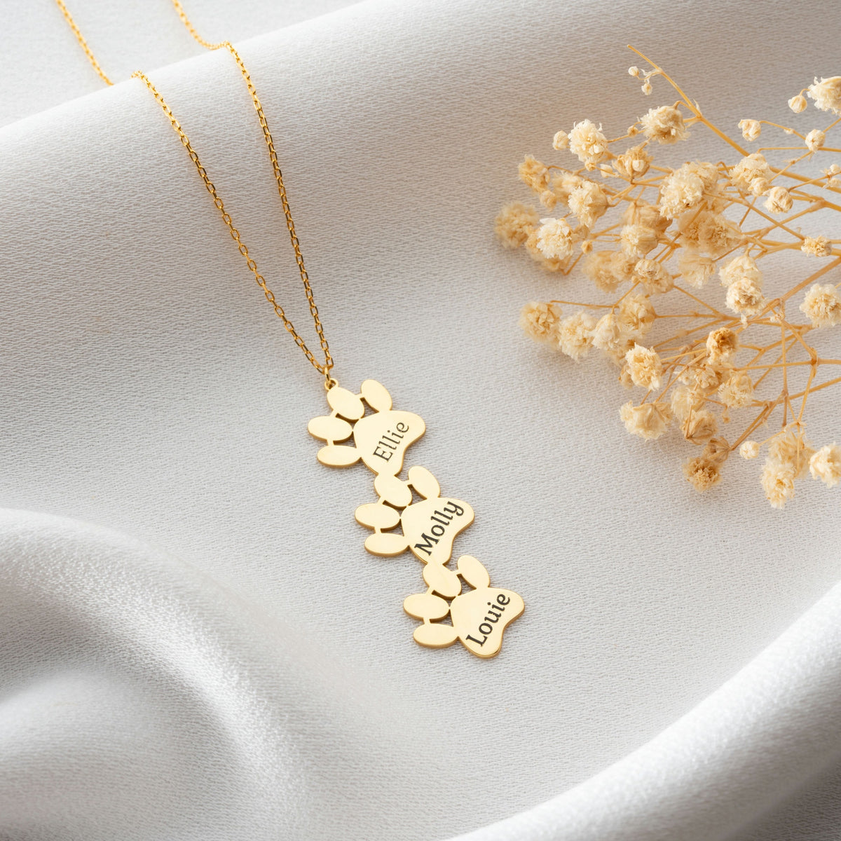 Dog Paws Necklace With Name