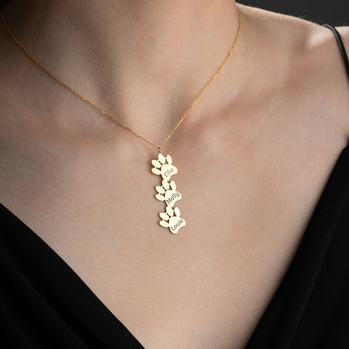 Dog Paws Necklace With Name