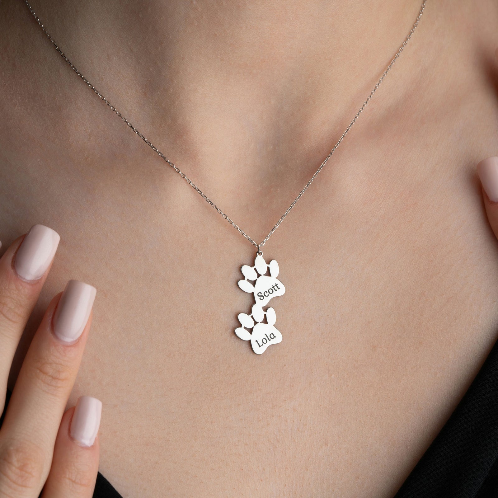 Dog Paws Necklace With Name