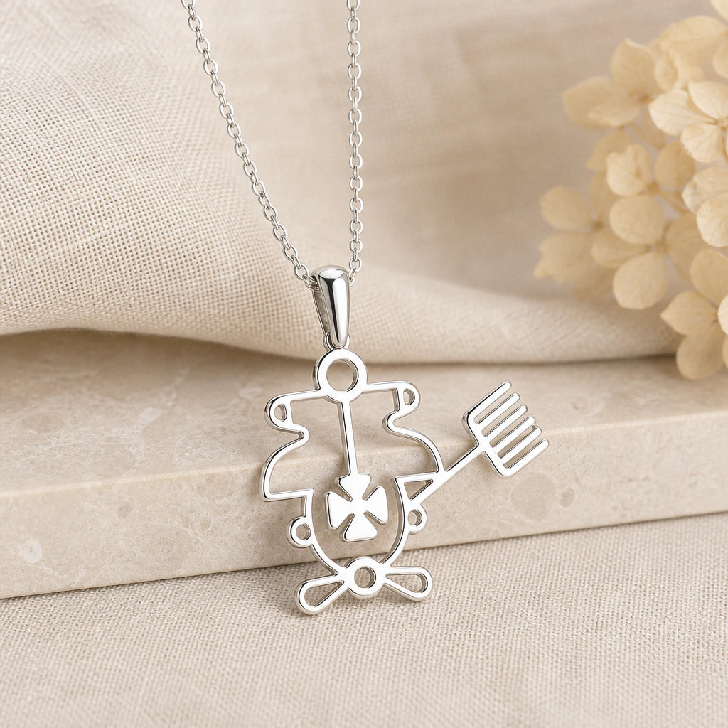 925 sterling silver purson seal pendant necklace on softly folded cream linen