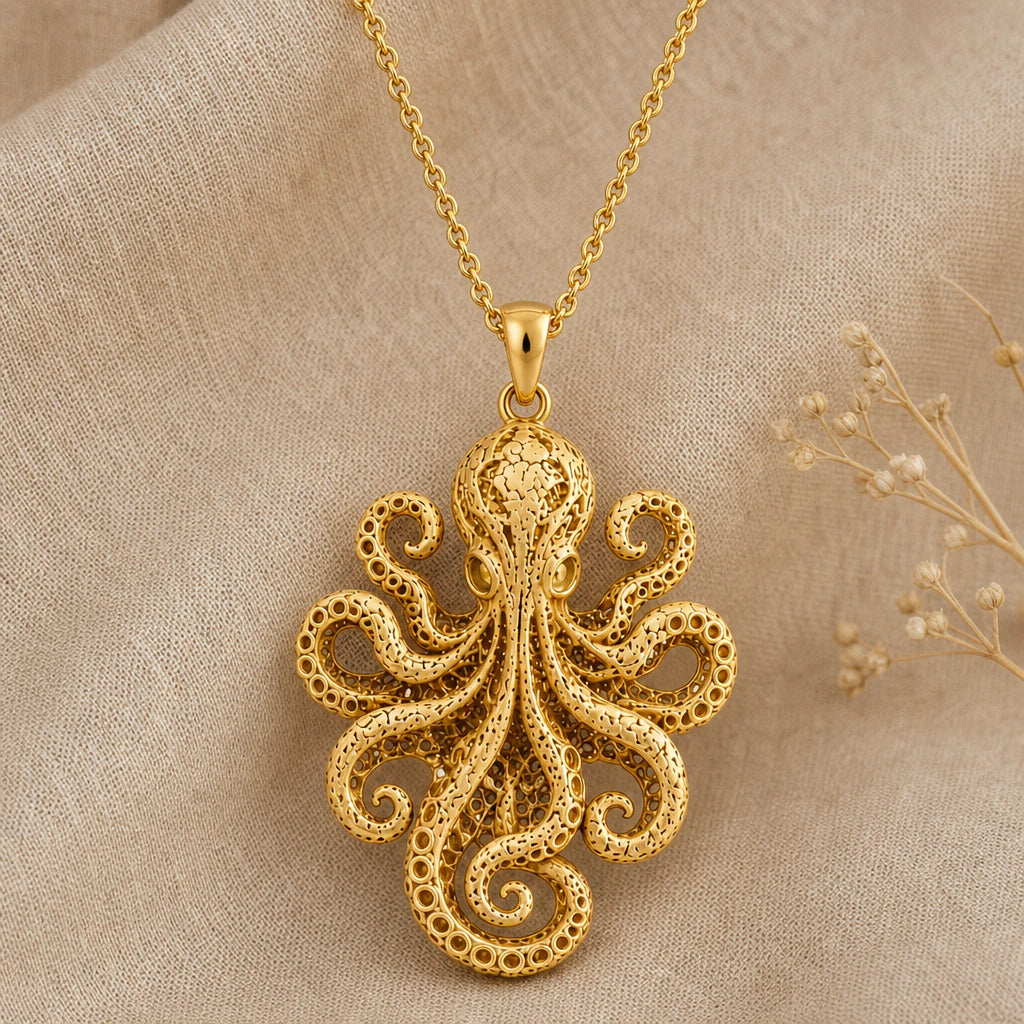 Octopus Pendant Necklace in 18k gold plated sterling silver