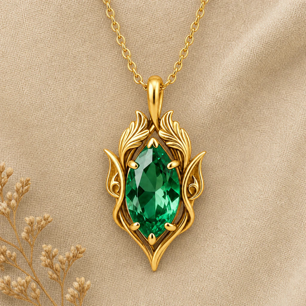 Woodland Crown Birthstone Pendant Necklace in 18k gold plated sterling silver