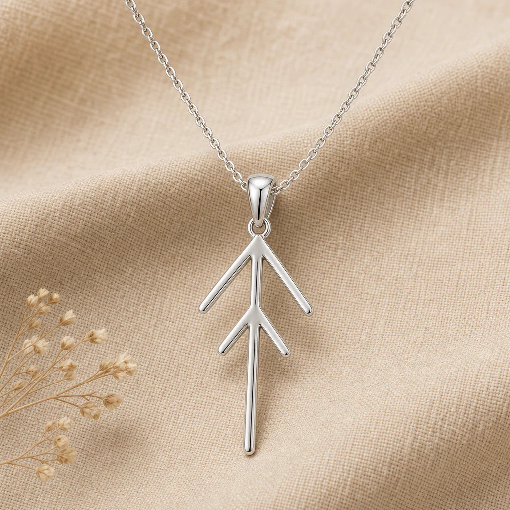 Viking Divine Energy and Protection Rune Pendant Necklace in sterling silver, second view