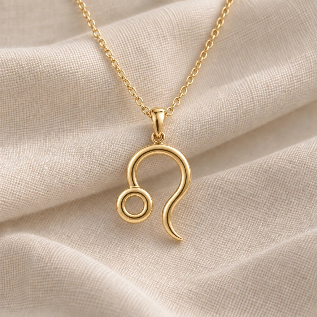 Leo Zodiac Glyph pendant necklace in an 18k gold plated finish