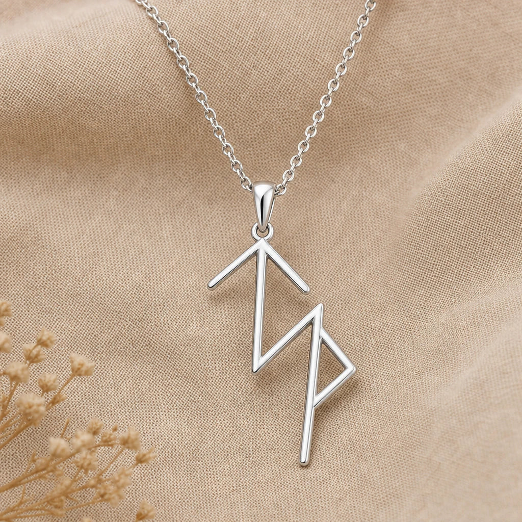 Viking Success Bind Rune Pendant Necklace in sterling silver