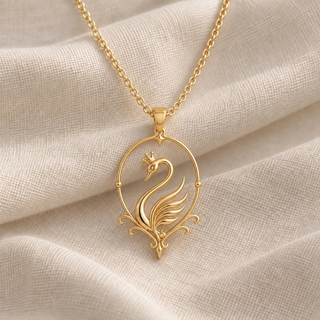 Swan Aura pendant necklace in an 18k gold plated finish