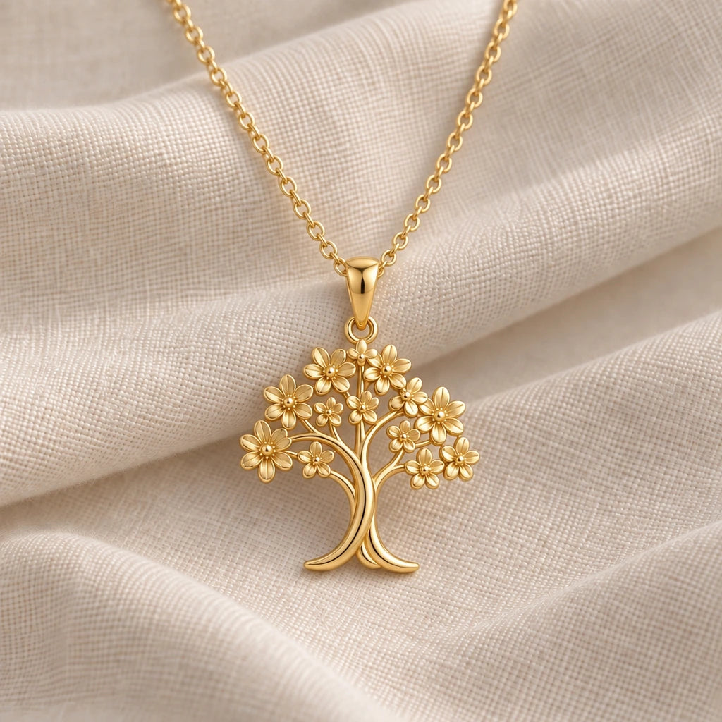 Orchid Tree Blossom pendant necklace in an 18k gold plated finish