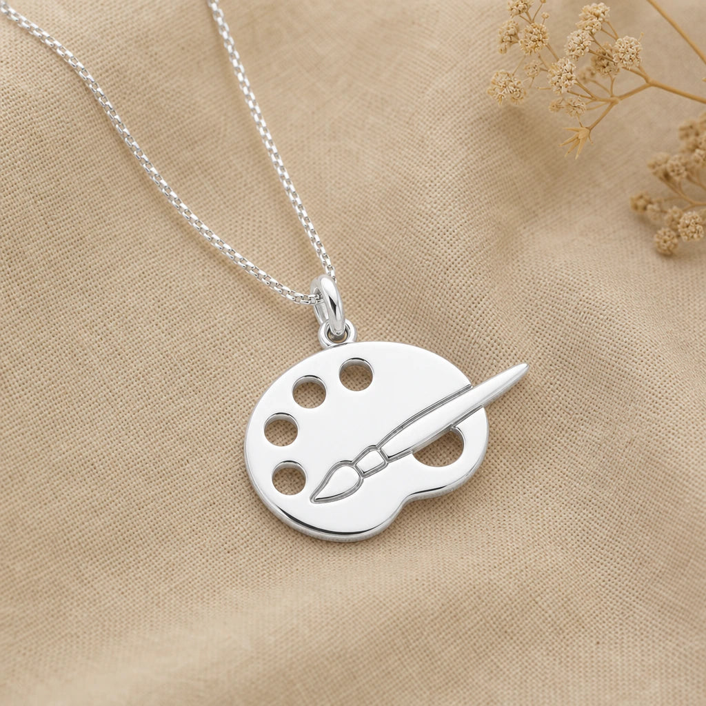 Artist Palette Pendant Necklace in sterling silver, second view