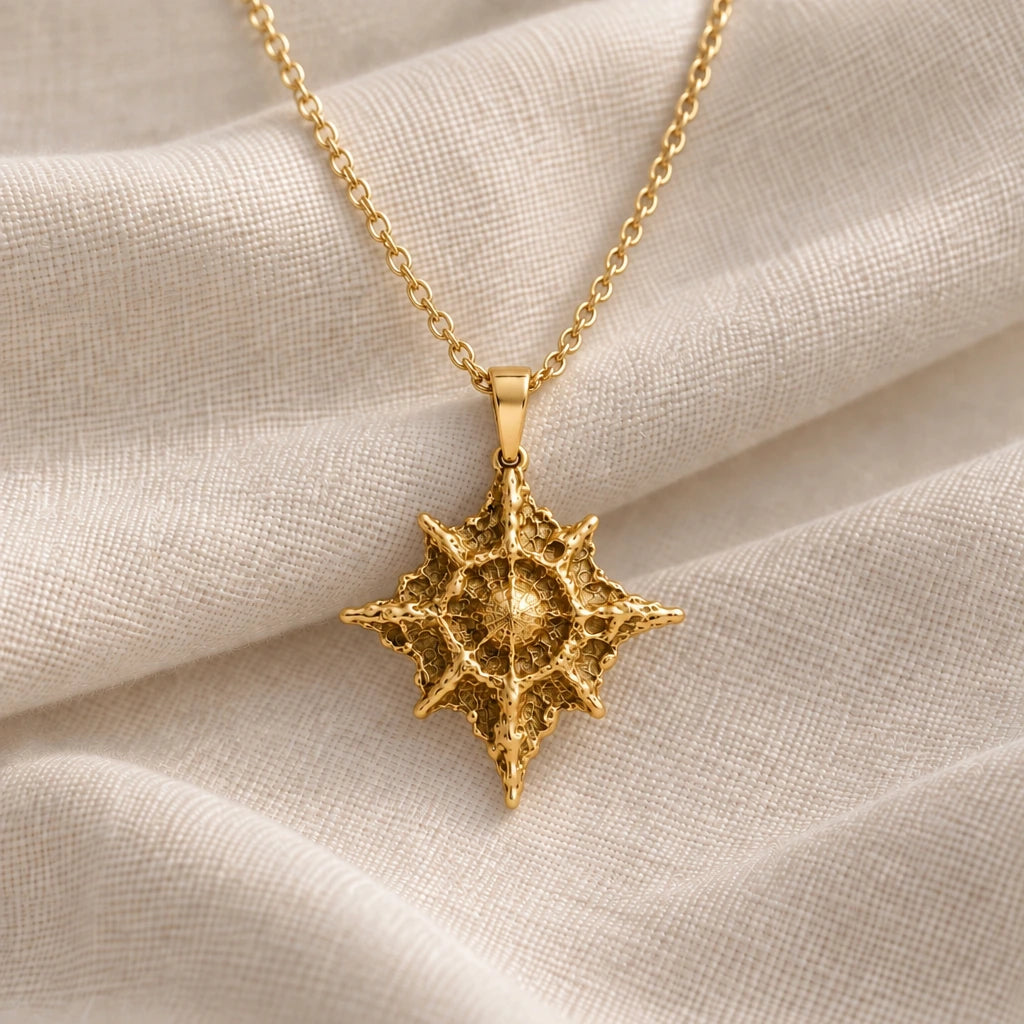 Polaris North Star pendant necklace in an 18k gold plated finish