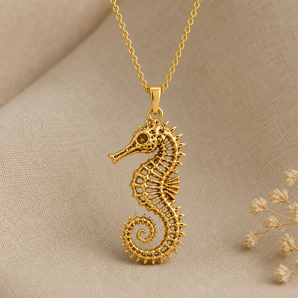 Sacred Seahorse Pendant Necklace in 18k gold plated sterling silver