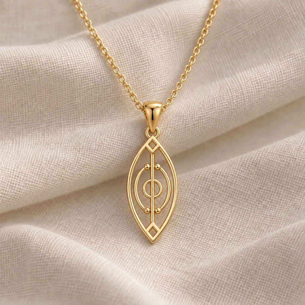Spirit Gate pendant necklace in an 18k gold plated finish