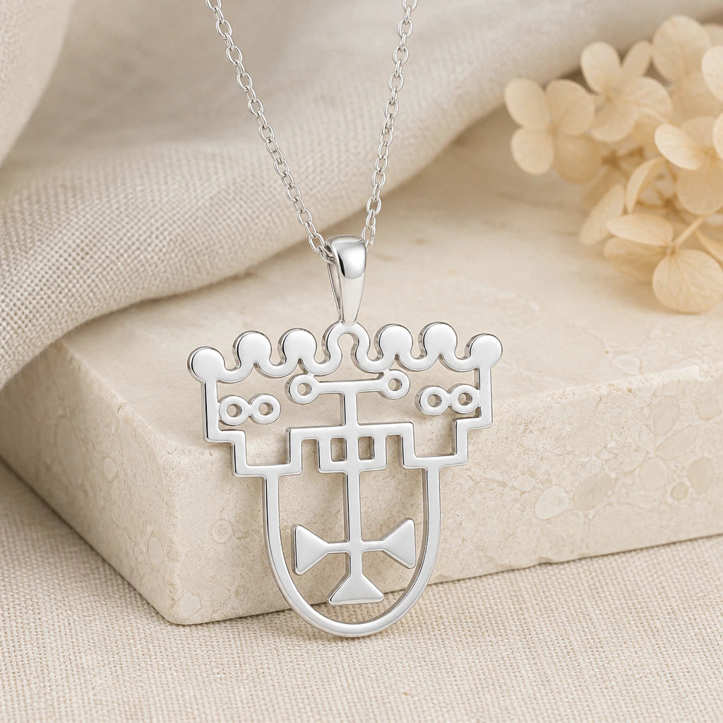 925 sterling silver astaroth seal pendant necklace on softly folded cream linen
