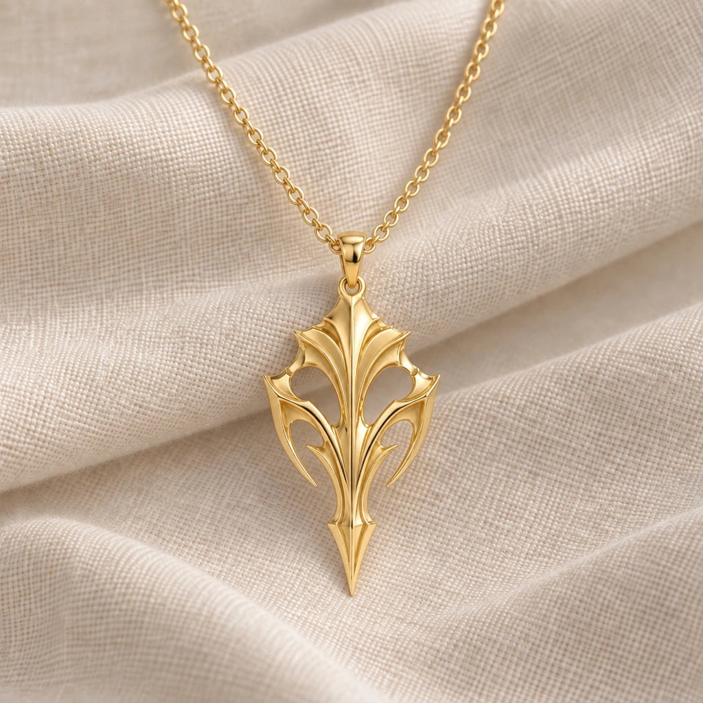 Eclipse Armour Blade pendant necklace in an 18k gold plated finish