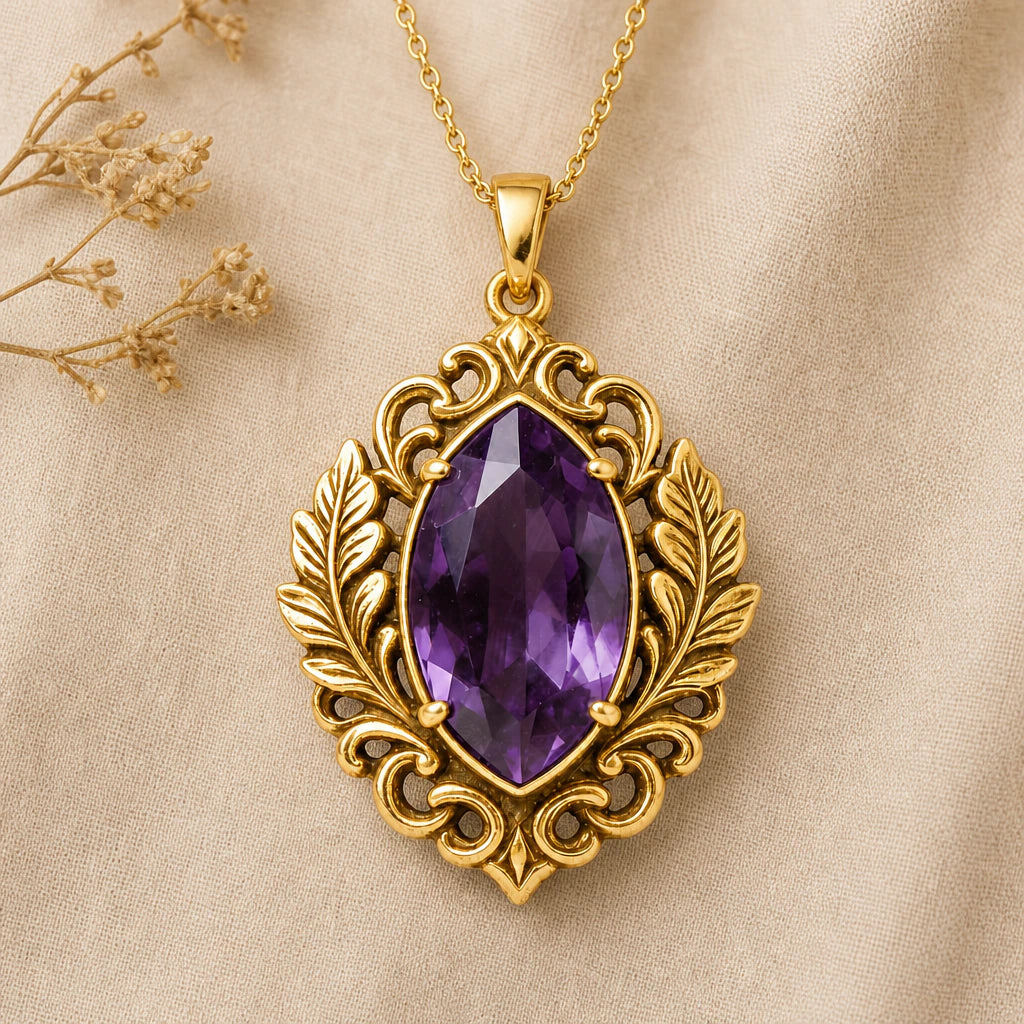 Laurel Spray Personalised Birthstone Pendant Necklace in 18k gold plated sterling silver