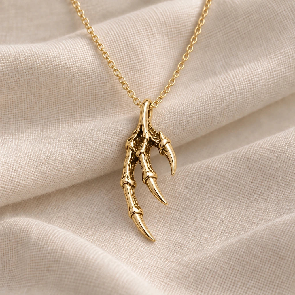 Dragon Claw pendant necklace in an 18k gold plated finish