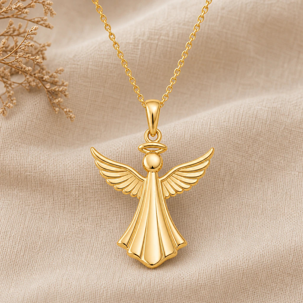 Angel pendant necklace in 18k gold plated sterling silver
