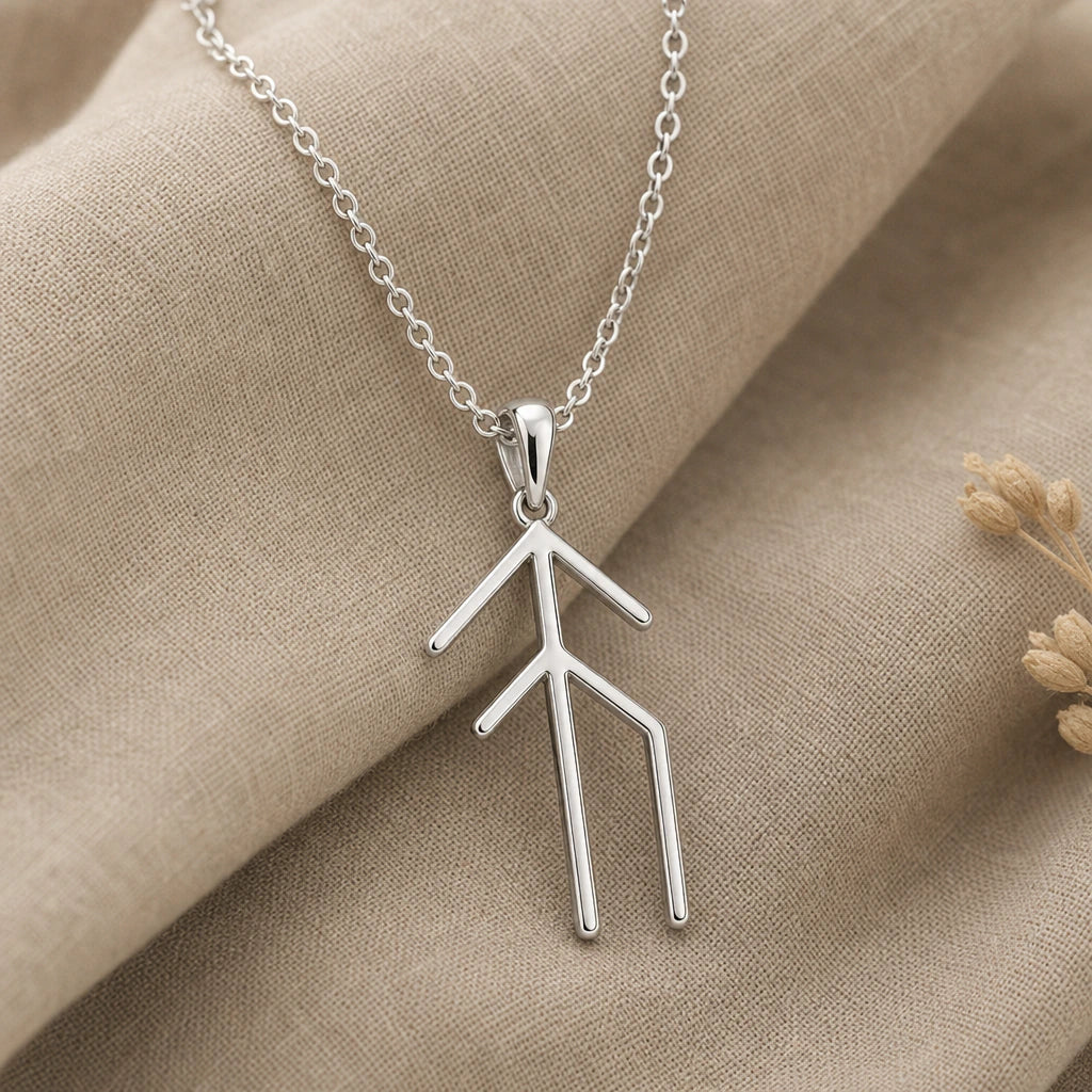 Viking Hope and New Beginnings Rune Pendant Necklace in sterling silver