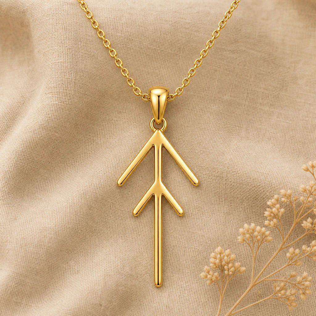 Viking Divine Energy and Protection Rune Pendant Necklace in 18k gold plated sterling silver