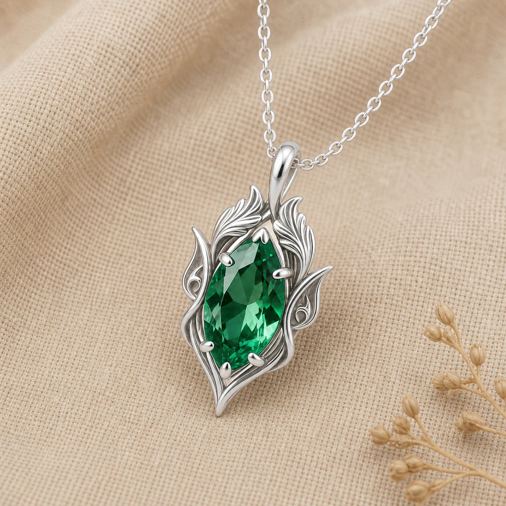 Woodland Crown Birthstone Pendant Necklace in sterling silver, second view