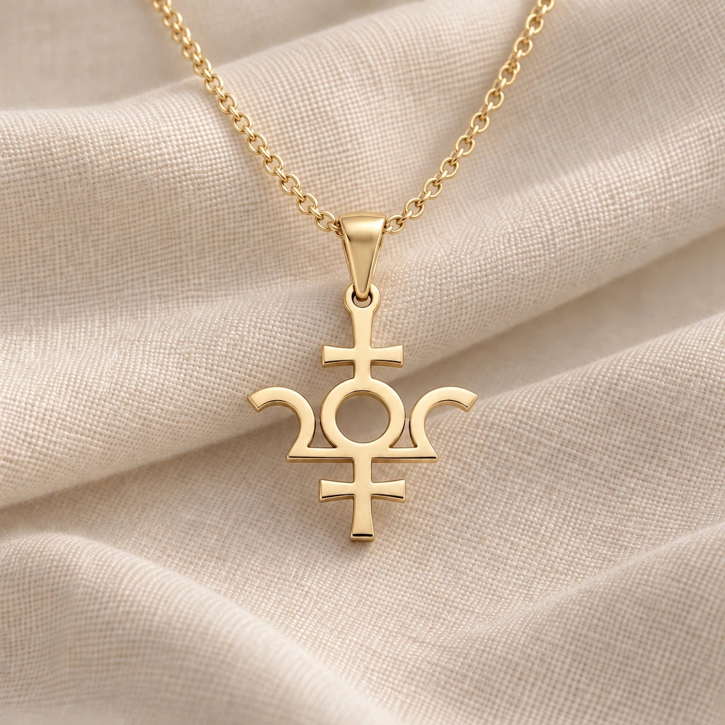 Isis Asteroid Symbol pendant necklace in an 18k gold plated finish