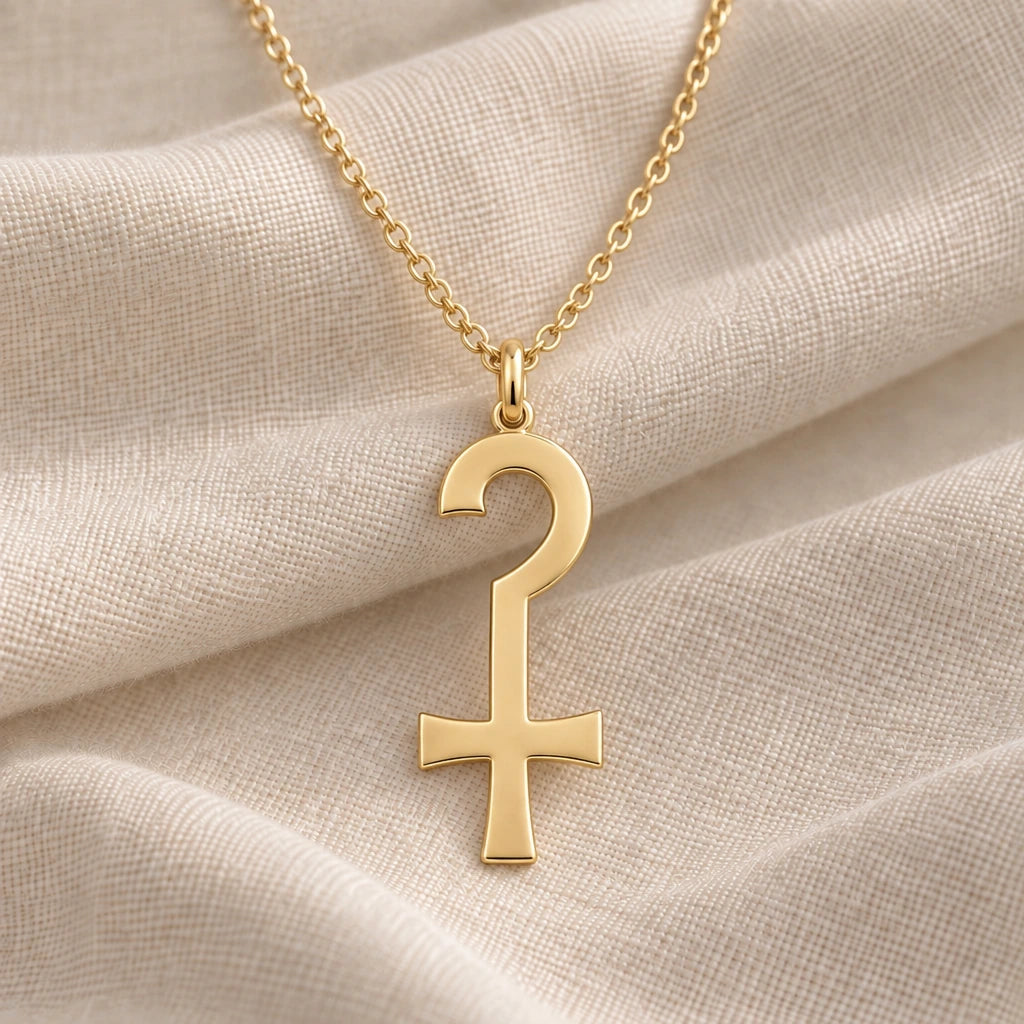 Anubis Crook Symbol pendant necklace in an 18k gold plated finish